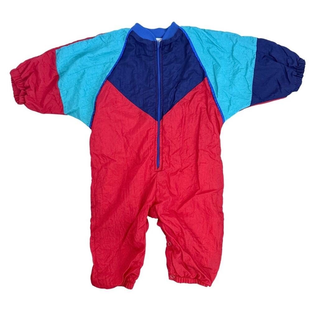 Vintage 90s Cuties By Judy Baby Windbreaker Suit Colorblock Nylon Retro